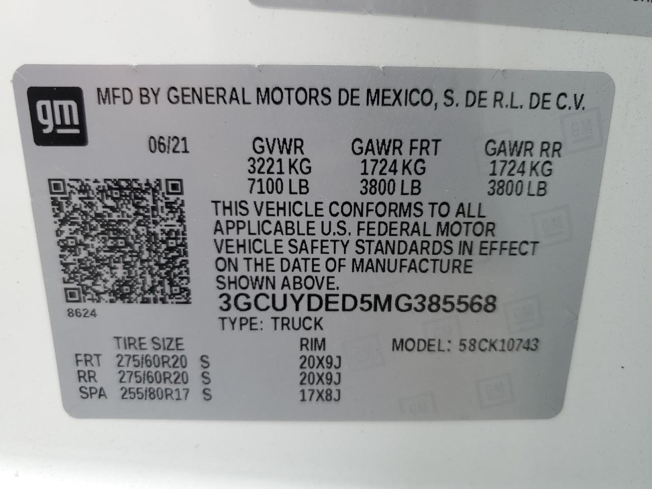 3GCUYDED5MG385568 2021 Chevrolet Silverado K1500 Lt