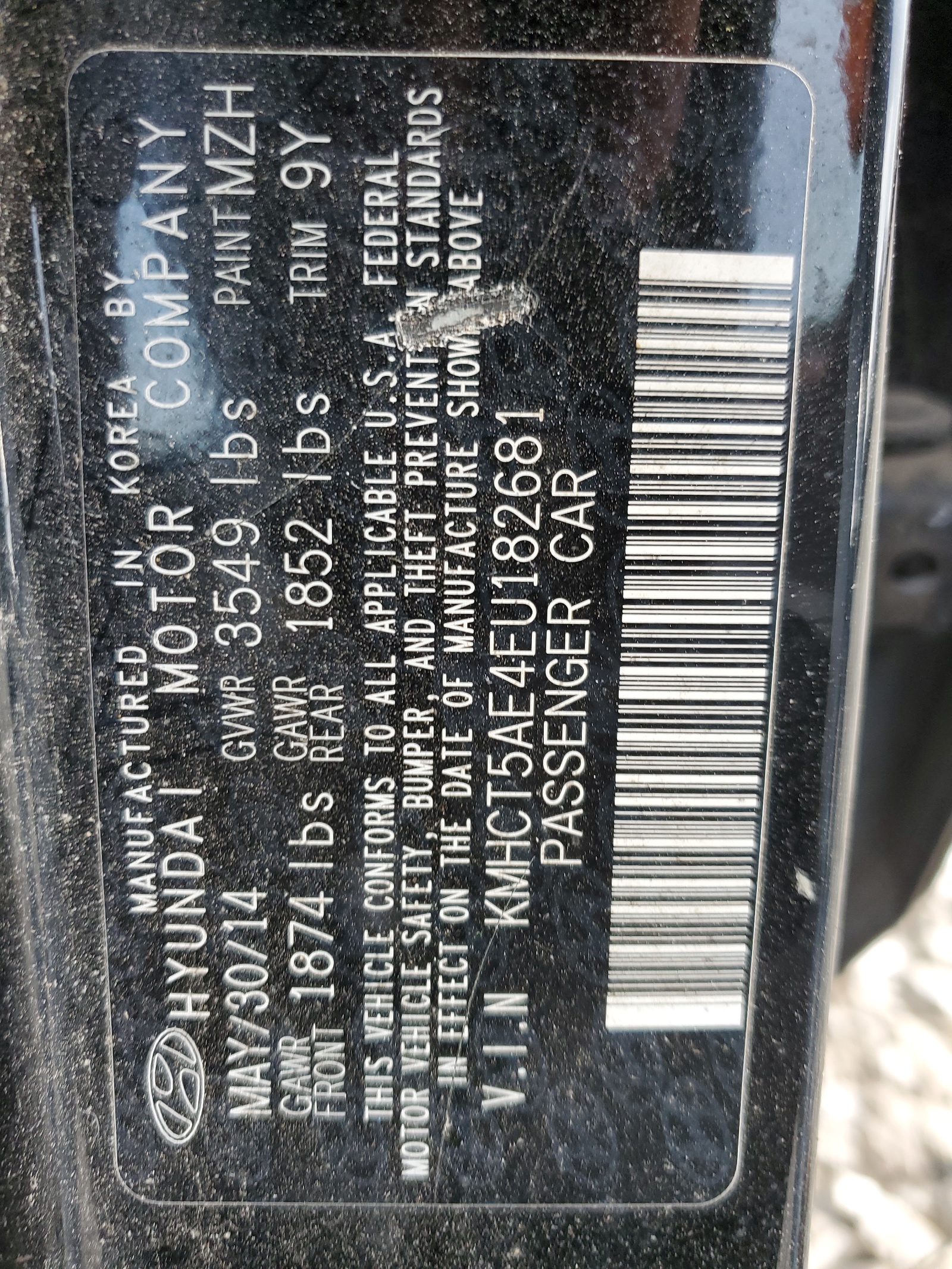 KMHCT5AE4EU182681 2014 Hyundai Accent Gls