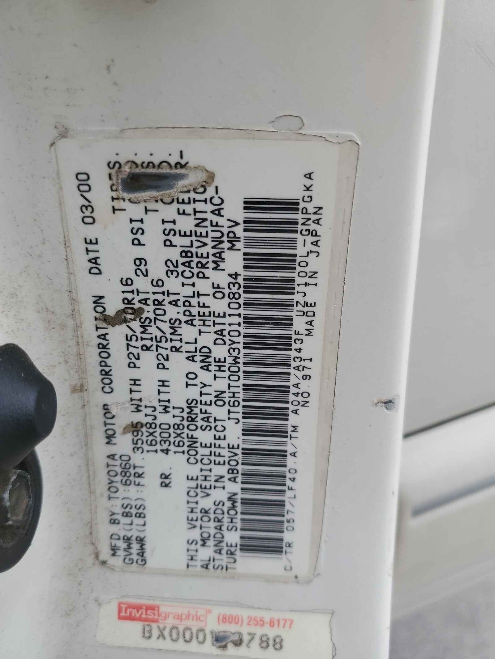 JT6HT00W3Y0110834 2000 Lexus Lx 470