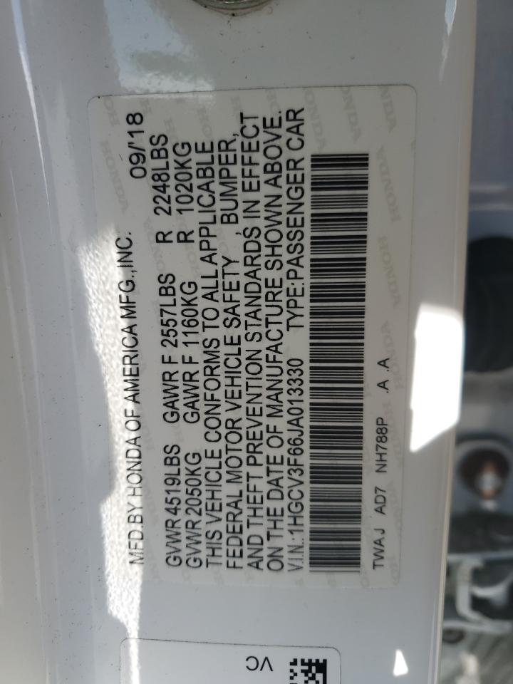 1HGCV3F66JA013330 2018 Honda Accord Hybrid Exl