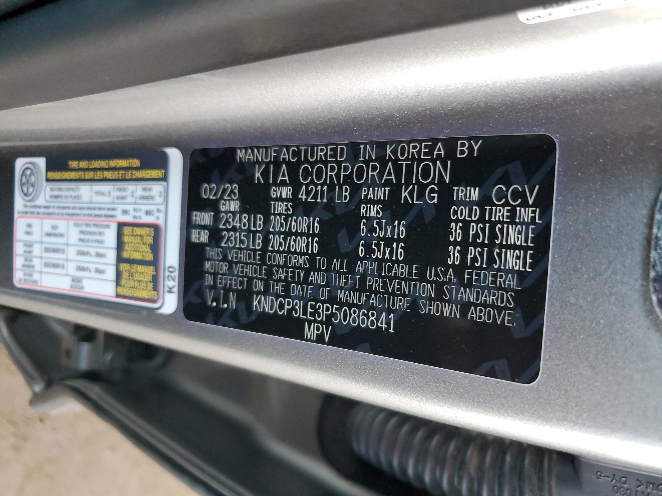 KNDCP3LE3P5086841 2023 Kia Niro Lx