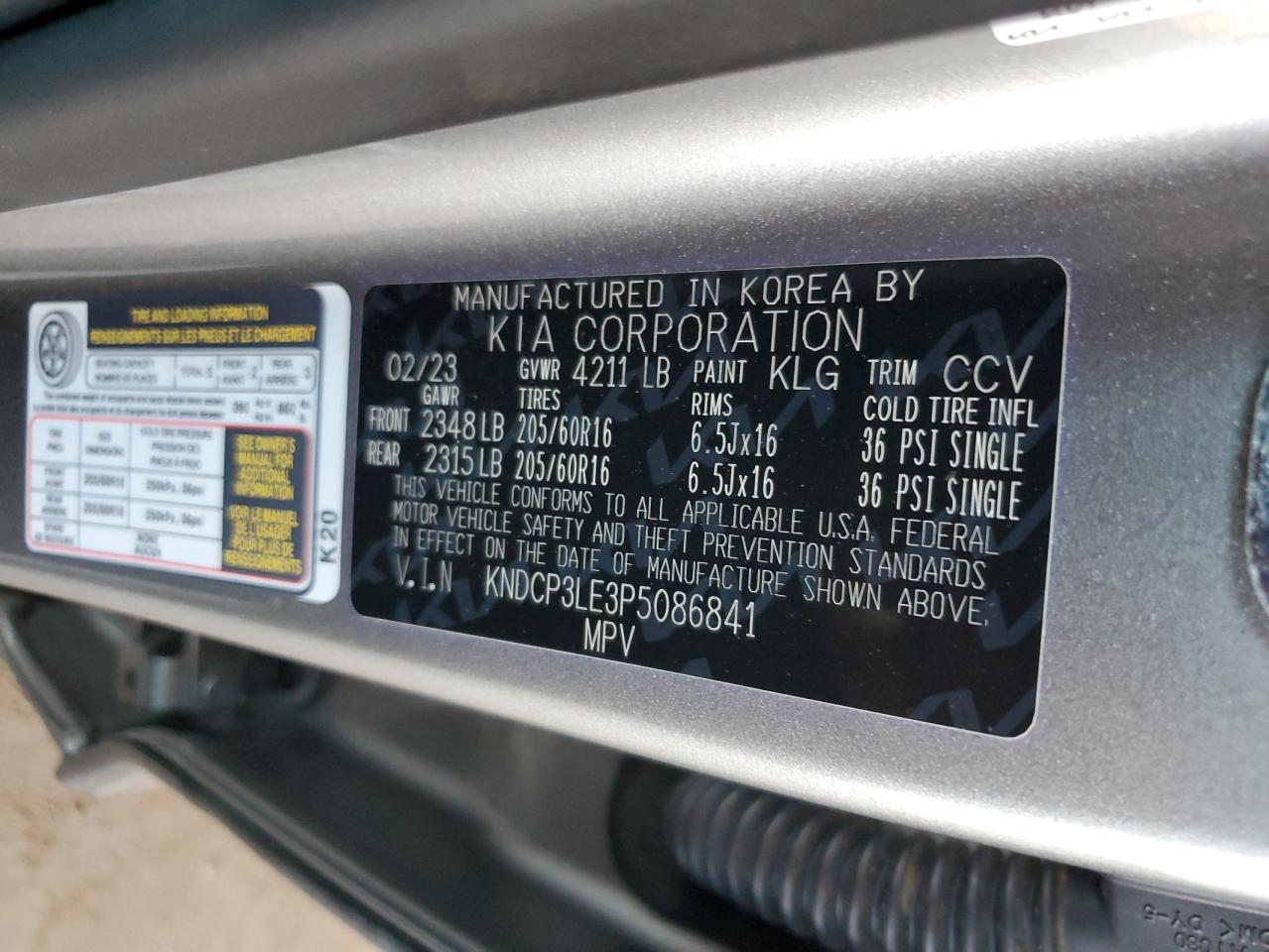 2023 Kia Niro Lx VIN: KNDCP3LE3P5086841 Lot: 51762734