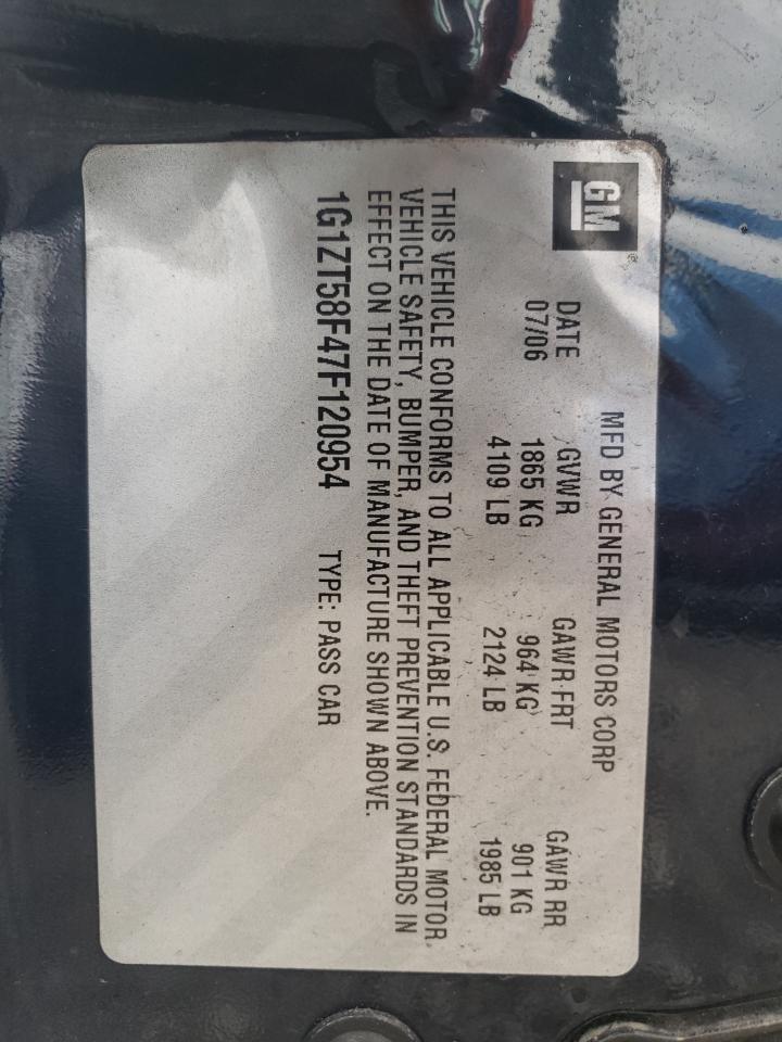 2007 Chevrolet Malibu Lt VIN: 1G1ZT58F47F120954 Lot: 49445324