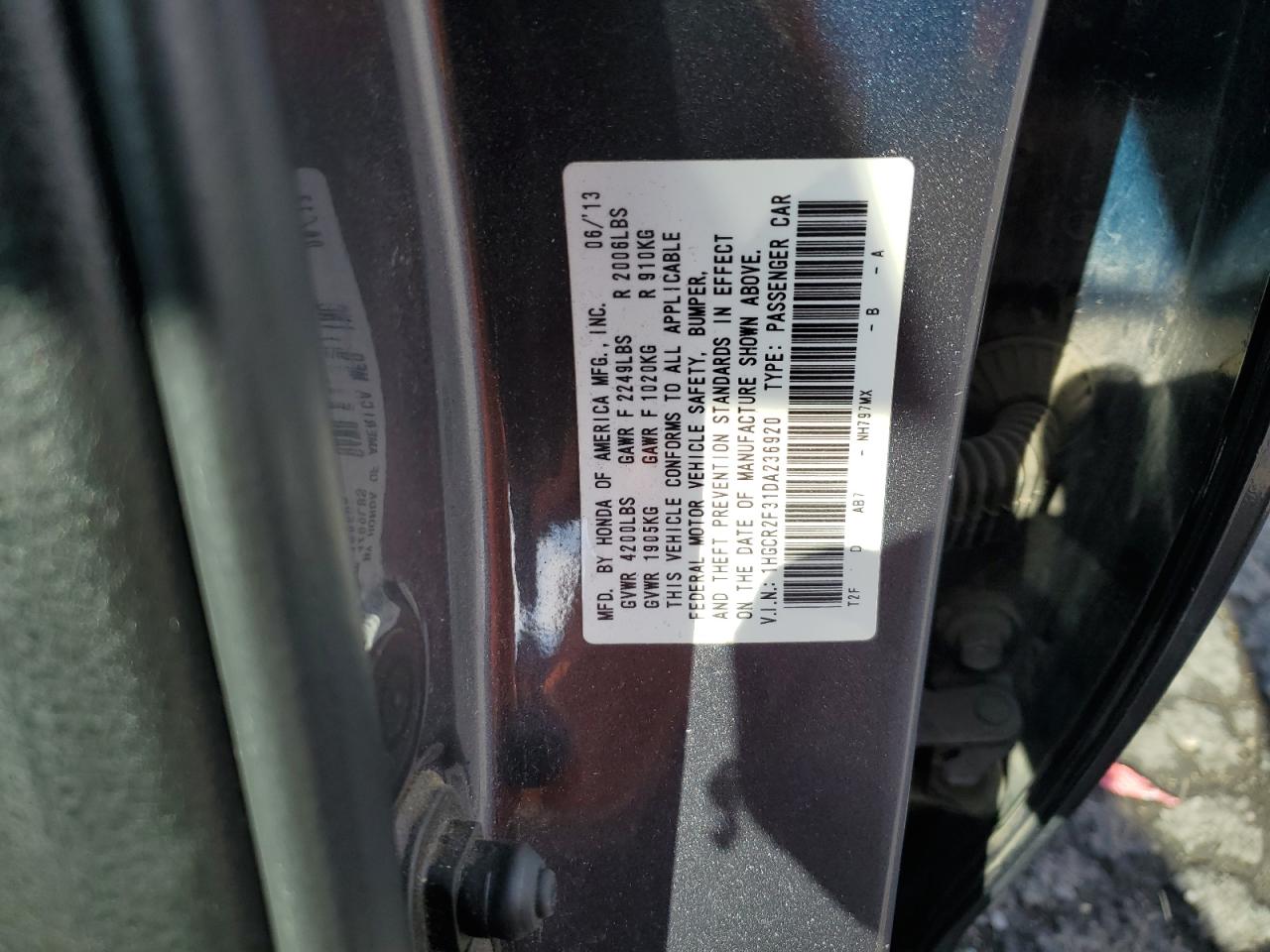 1HGCR2F31DA236920 2013 Honda Accord Lx