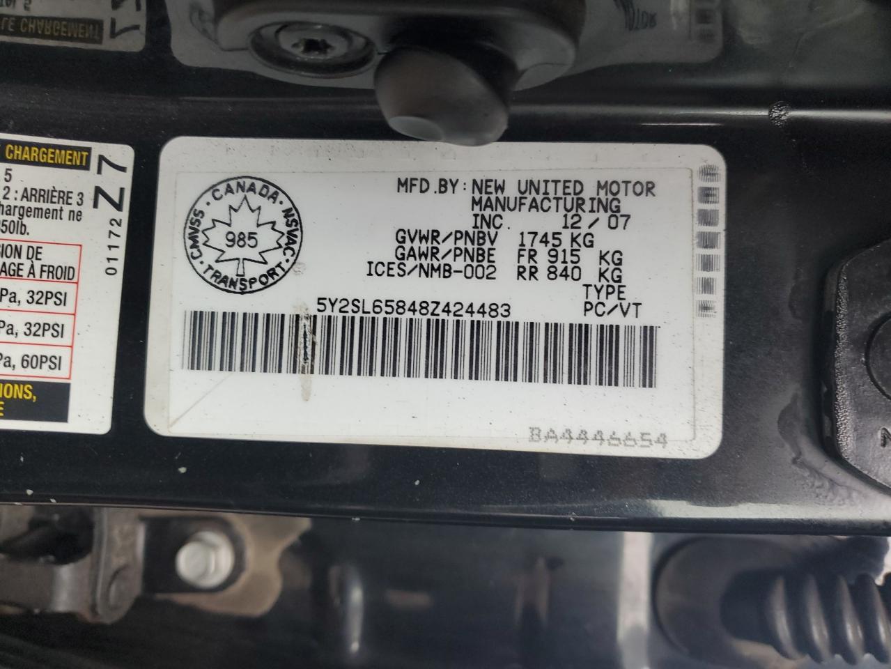 5Y2SL65848Z424483 2008 Pontiac Vibe