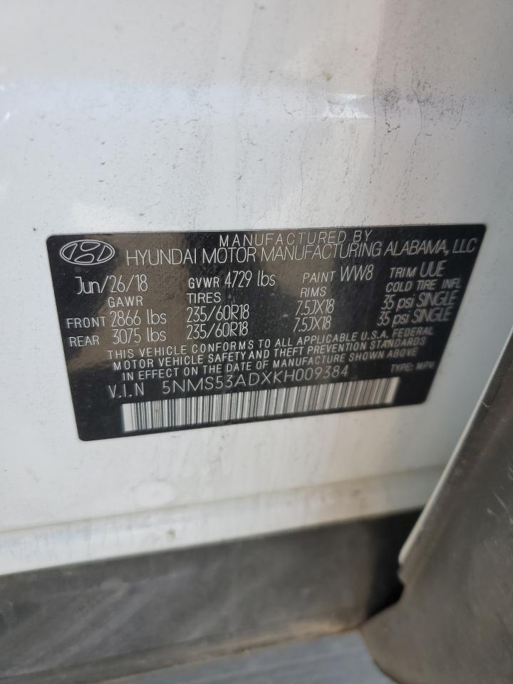 5NMS53ADXKH009384 2019 Hyundai Santa Fe Limited