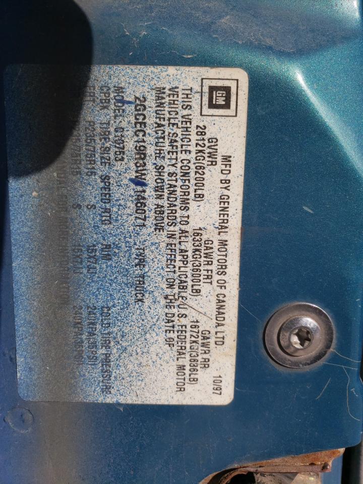 1998 Chevrolet Gmt-400 C1500 VIN: 2GCEC19R3W1146071 Lot: 52119894