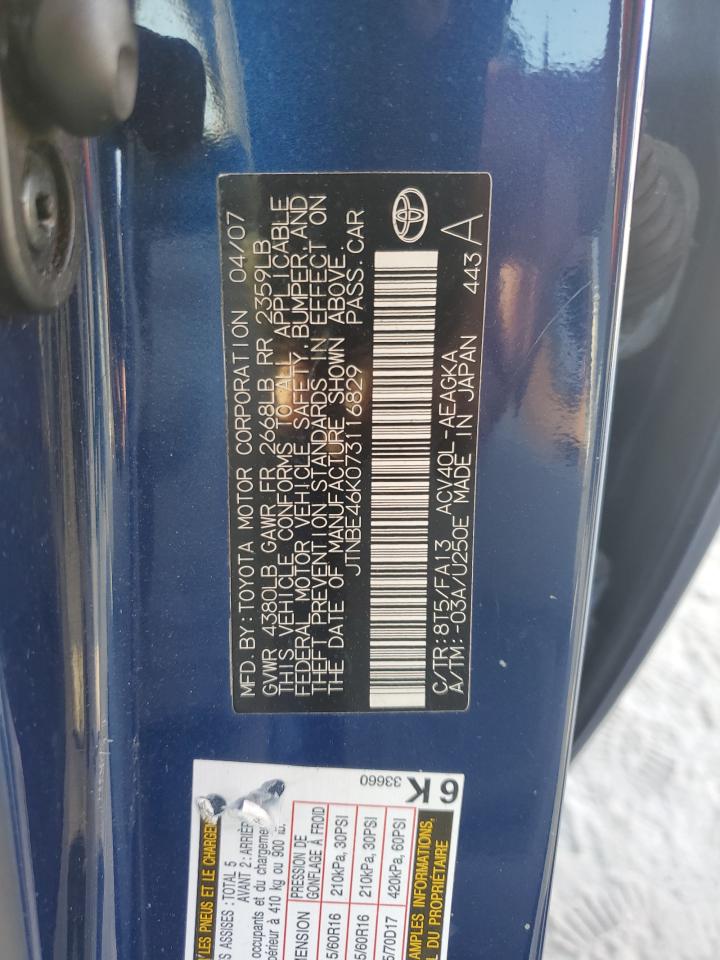 2007 Toyota Camry Ce VIN: JTNBE46K073116829 Lot: 51607614