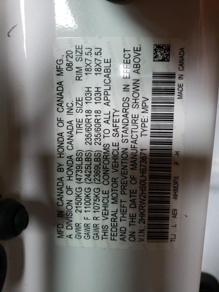 2020 Honda Cr-V Ex VIN: 2HKRW2H50LH673671 Lot: 53157844