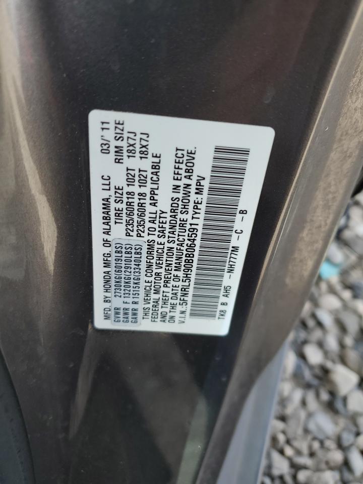 2011 Honda Odyssey Touring VIN: 5FNRL5H90BB064591 Lot: 49642554