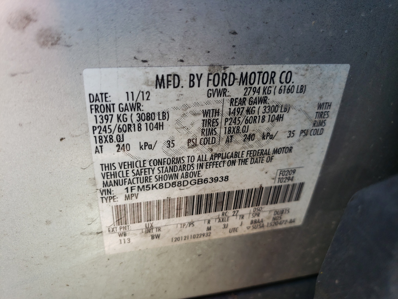 1FM5K8D88DGB63938 2013 Ford Explorer Xlt