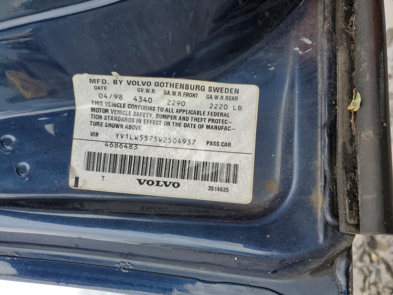 YV1LW5575W2504937 1998 Volvo V70