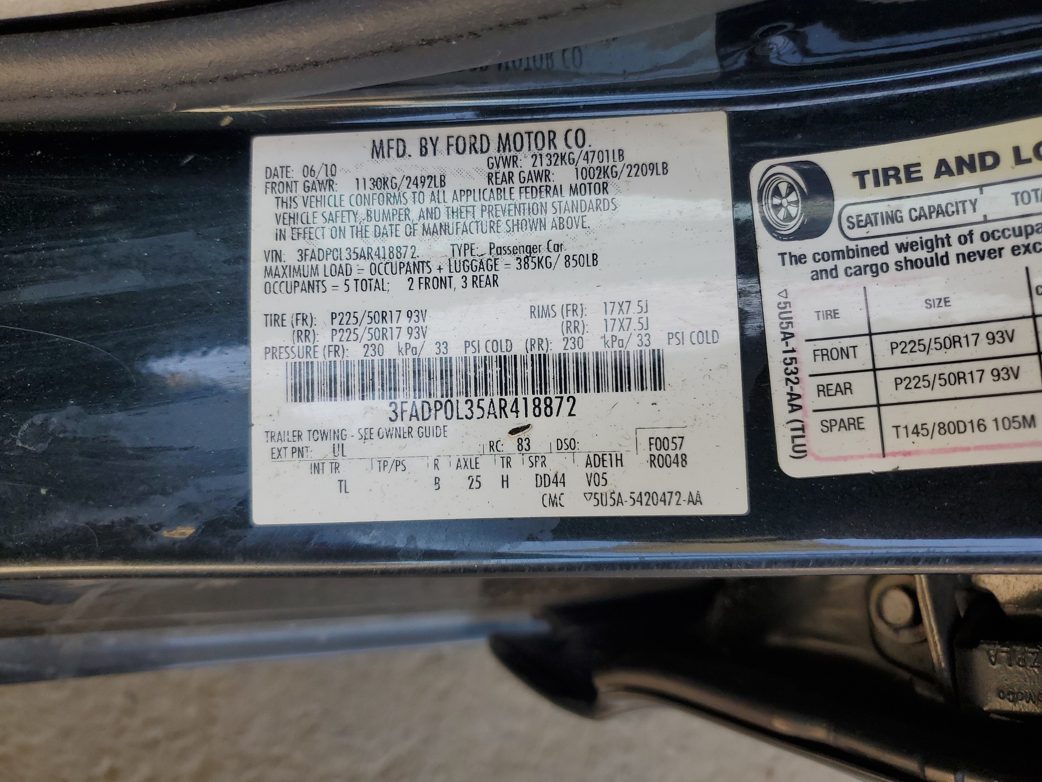 3FADP0L35AR418872 2010 Ford Fusion Hybrid