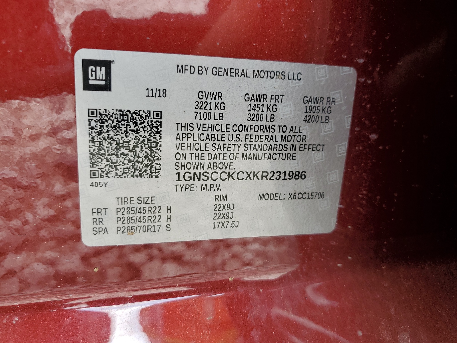 1GNSCCKCXKR231986 2019 Chevrolet Tahoe C1500 Premier