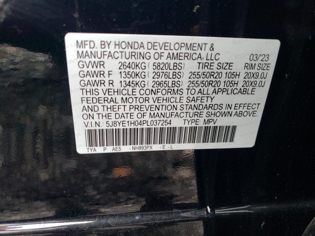 5J8YE1H04PL037254 2023 Acura Mdx A-Spec