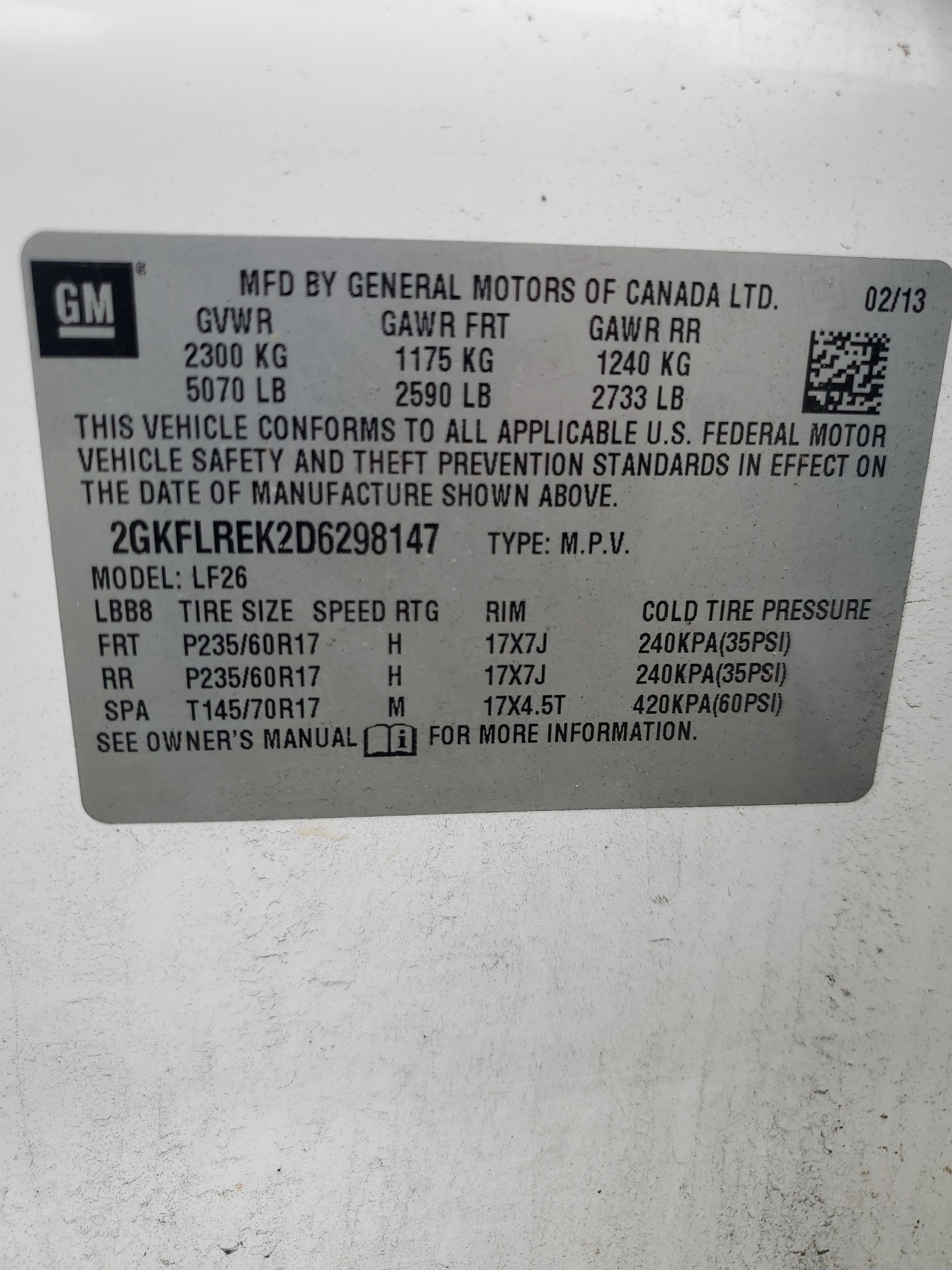 2013 GMC Terrain Sle vin: 2GKFLREK2D6298147