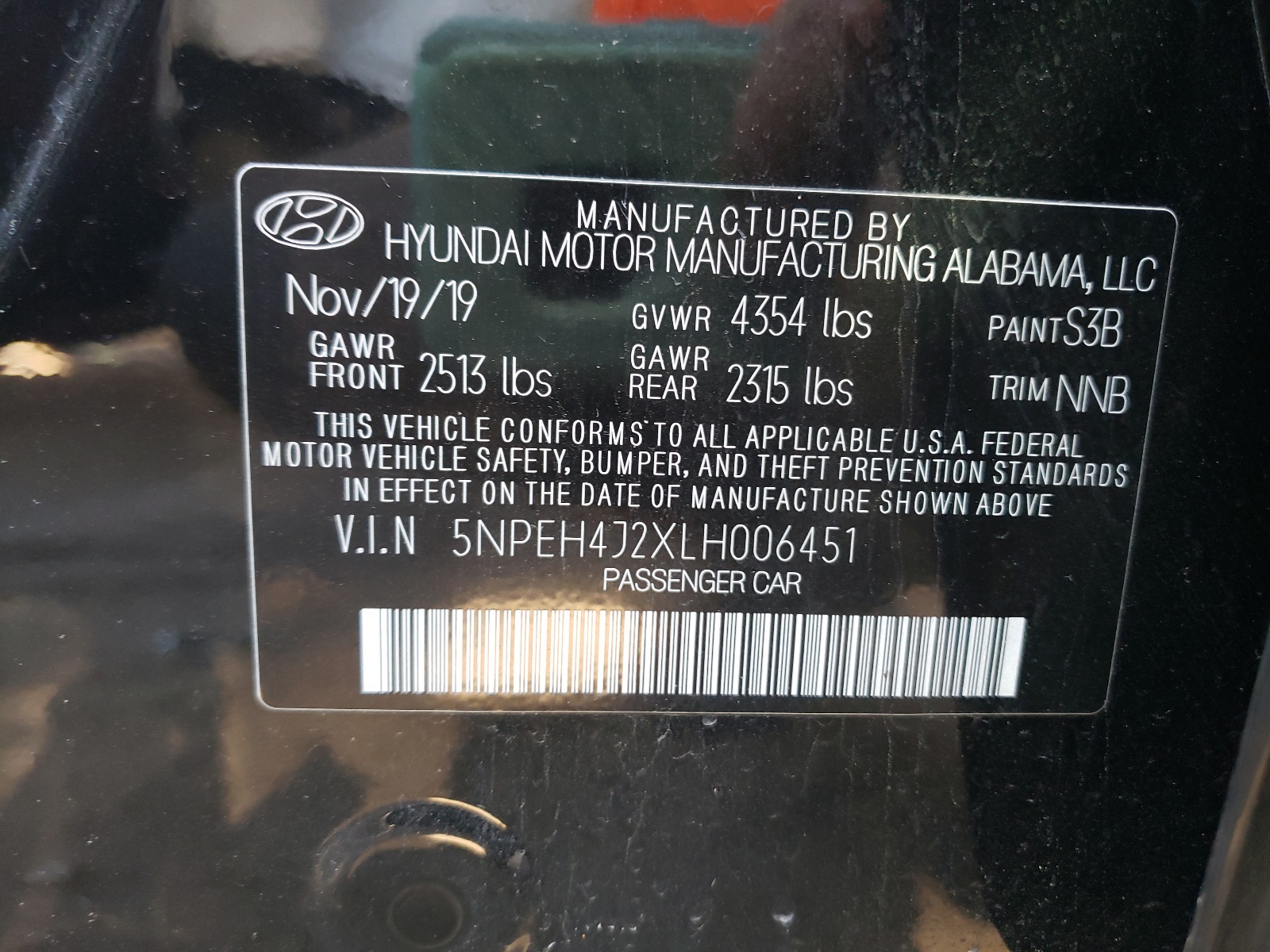 2020 Hyundai Sonata Limited vin: 5NPEH4J2XLH006451