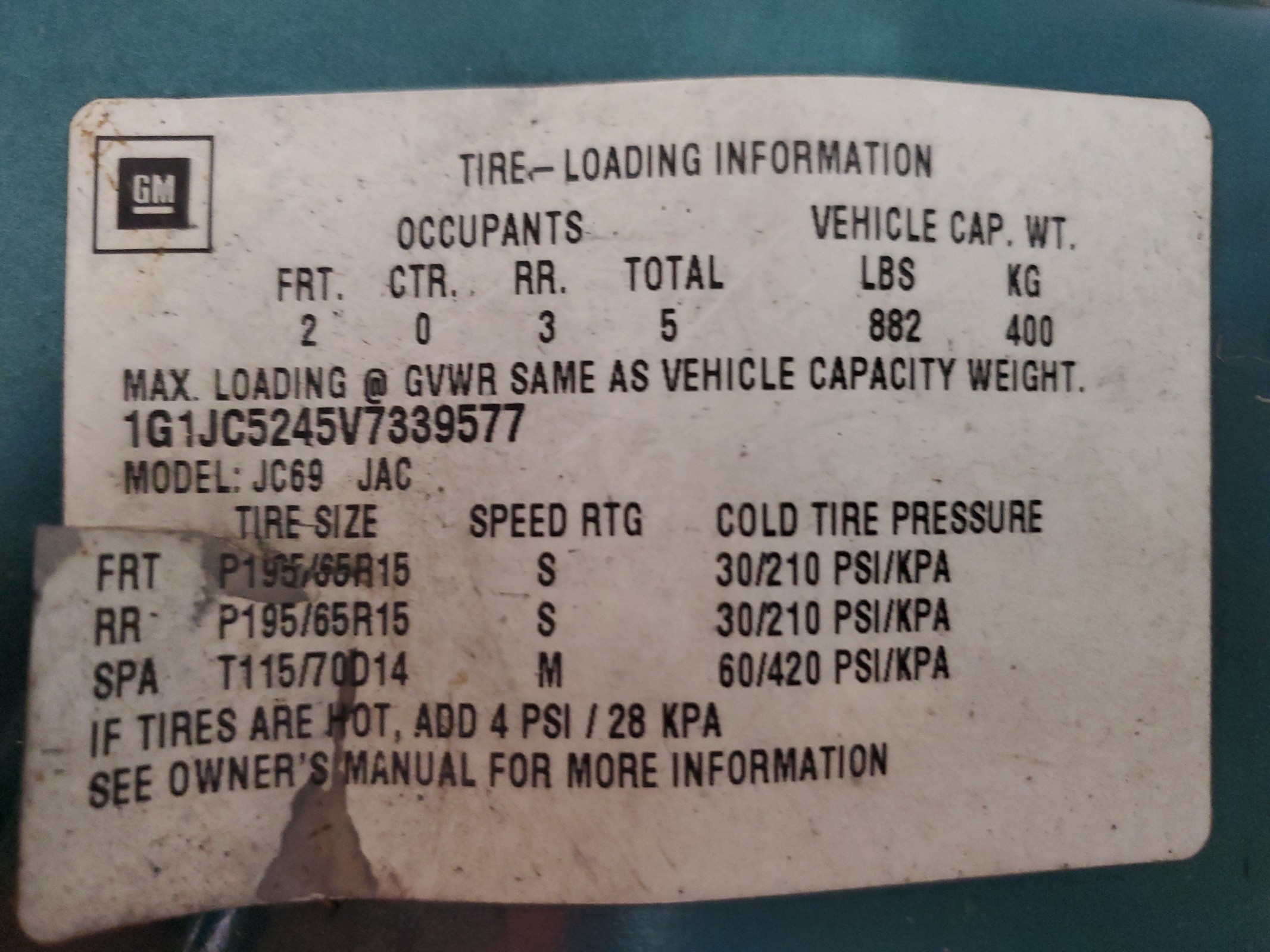 1G1JC5245V7339577 1997 Chevrolet Cavalier