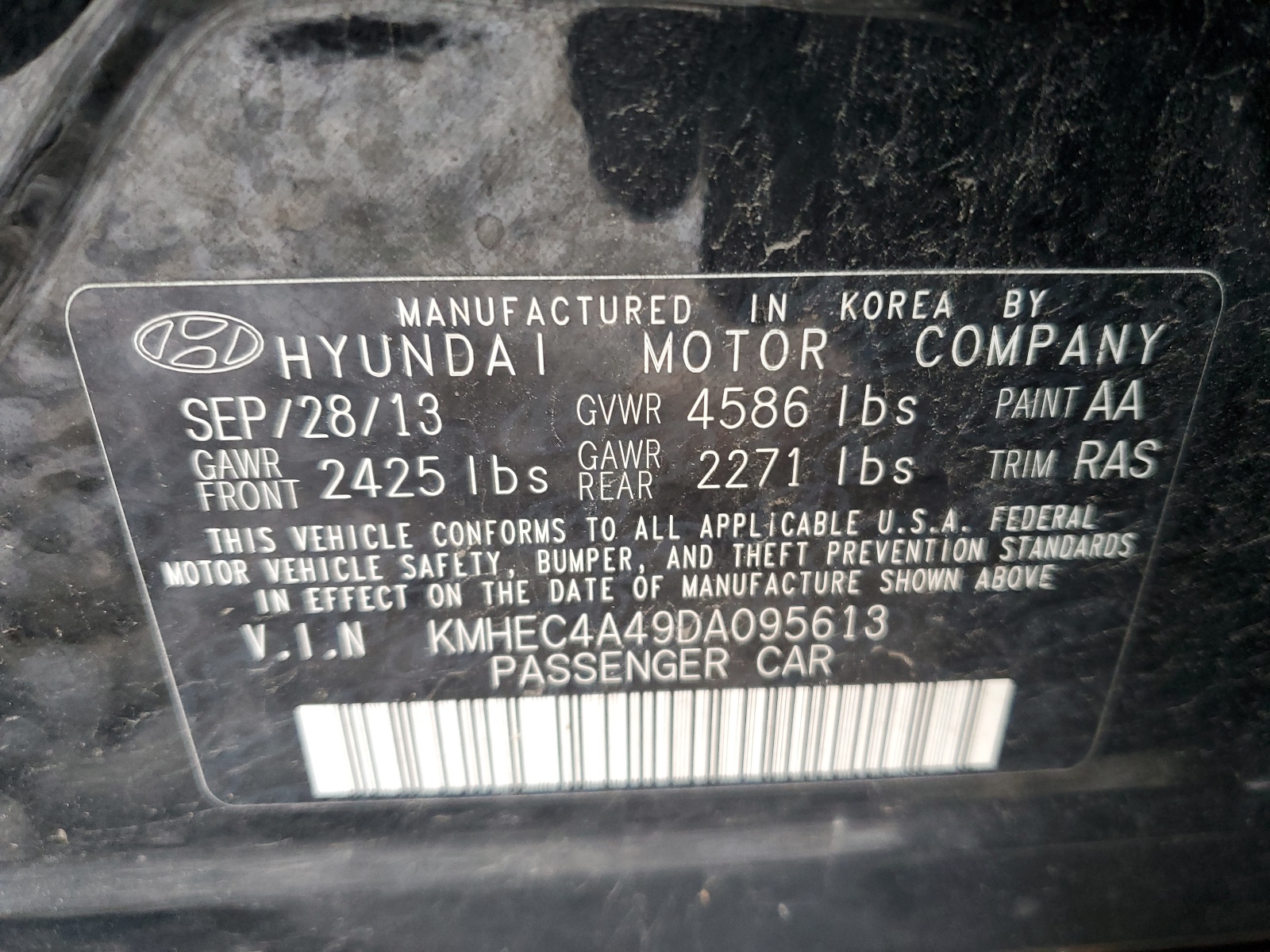 KMHEC4A49DA095613 2013 Hyundai Sonata Hybrid