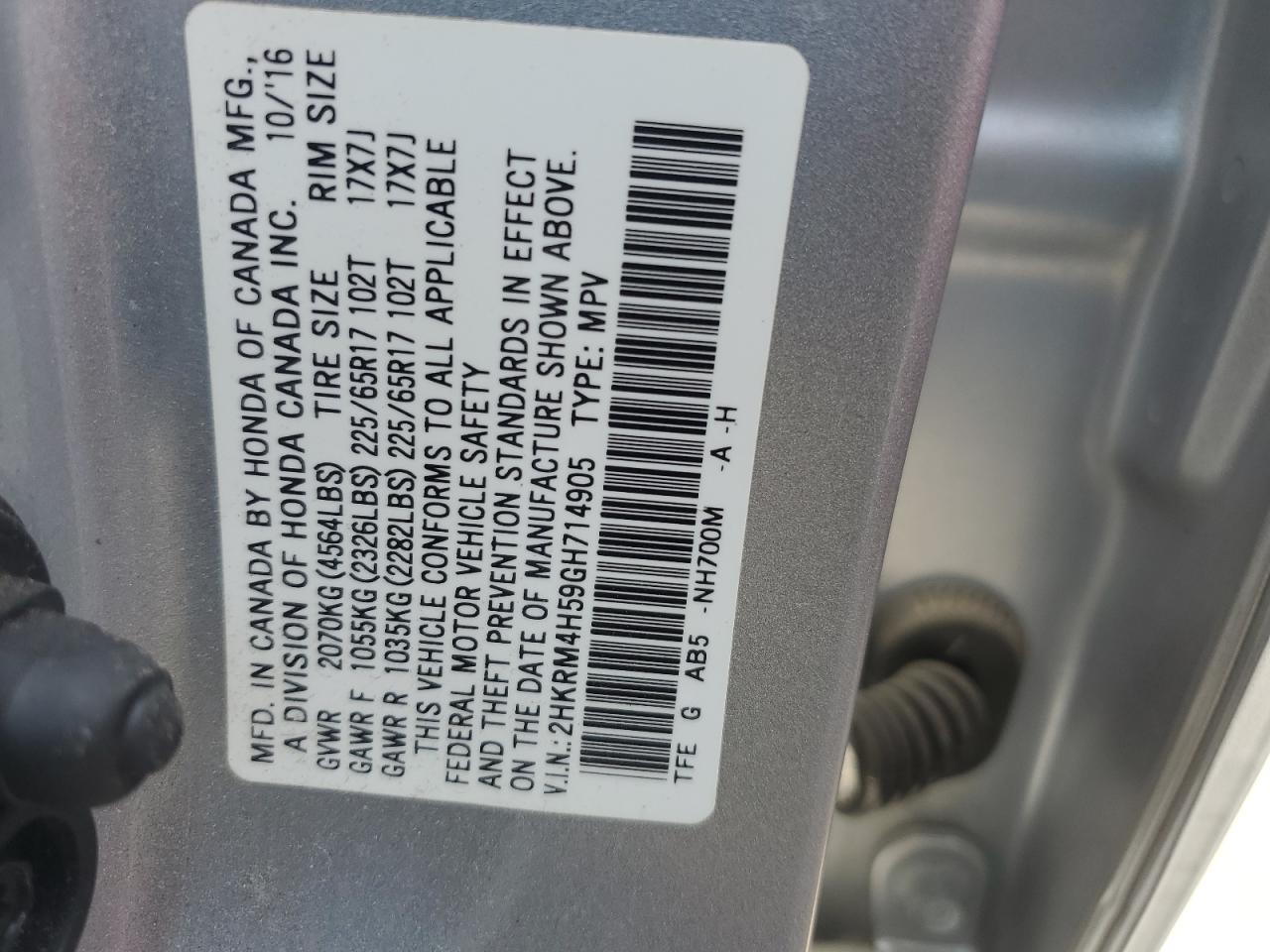 2HKRM4H59GH714905 2016 Honda Cr-V Ex