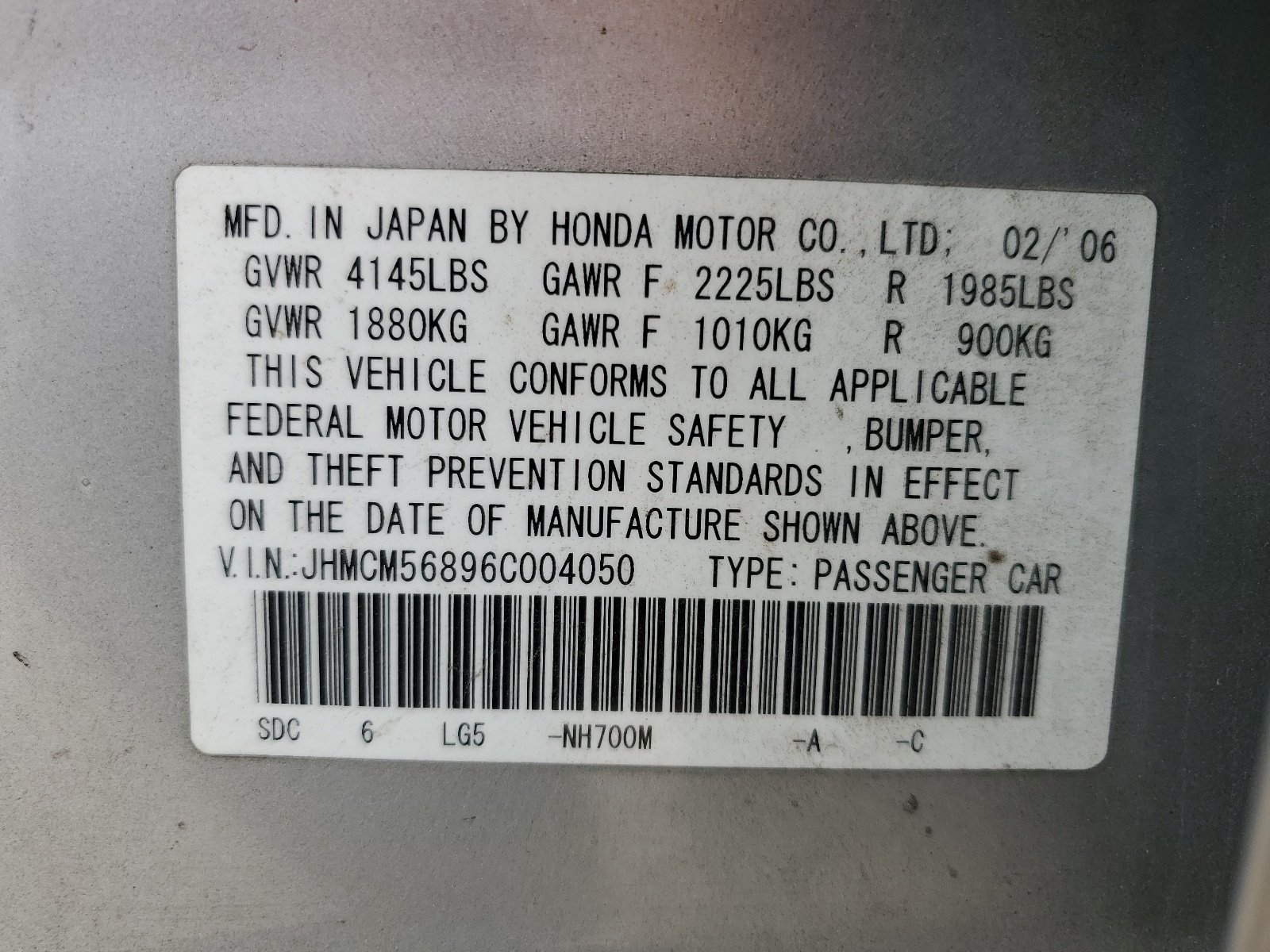 JHMCM56896C004050 2006 Honda Accord Ex