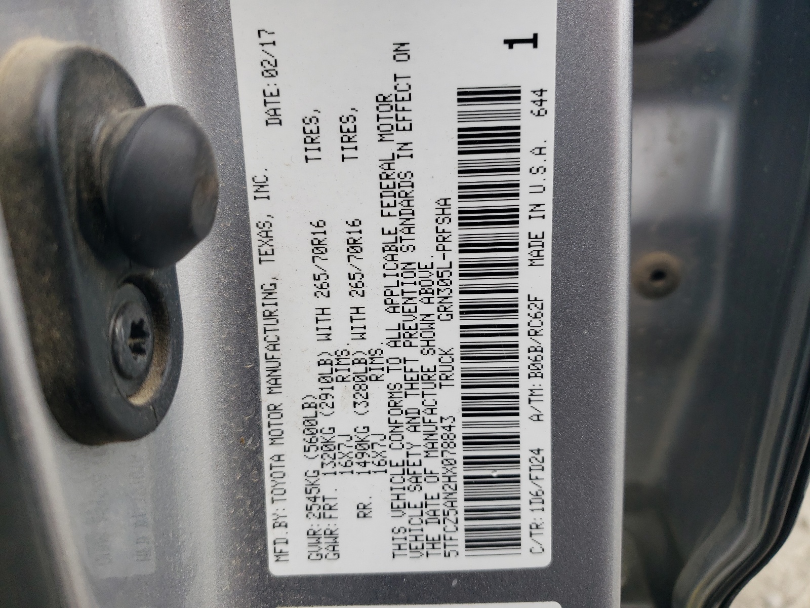 5TFCZ5AN2HX078843 2017 Toyota Tacoma Double Cab