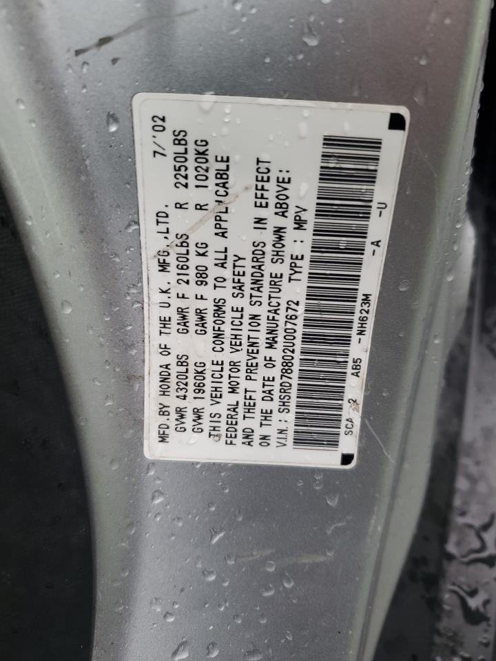 2002 Honda Cr-V Ex VIN: SHSRD78802U007672 Lot: 46440324