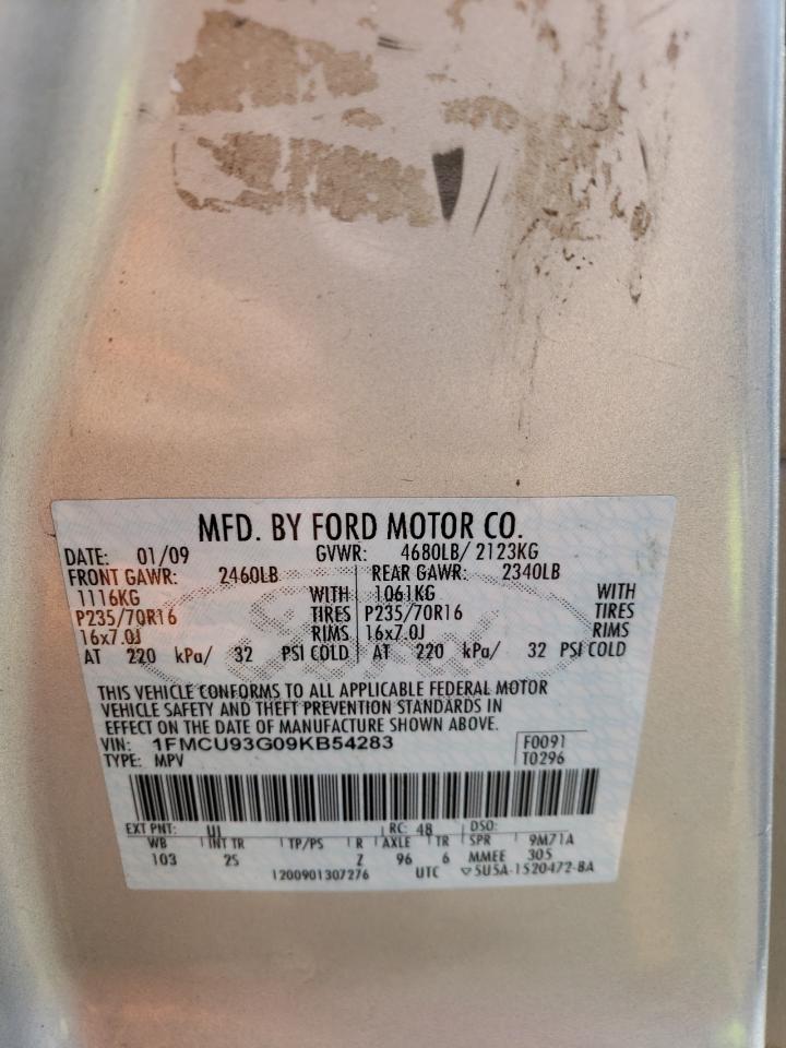 2009 Ford Escape Xlt VIN: 1FMCU93G09KB54283 Lot: 50667064