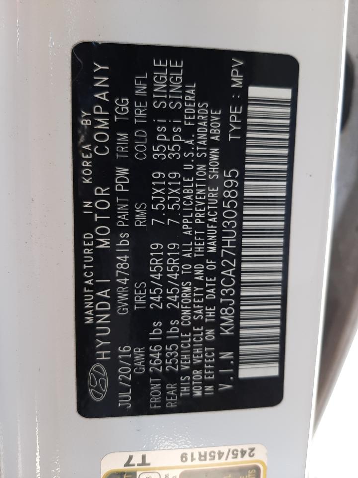 2017 Hyundai Tucson Limited VIN: KM8J3CA27HU305895 Lot: 49304754