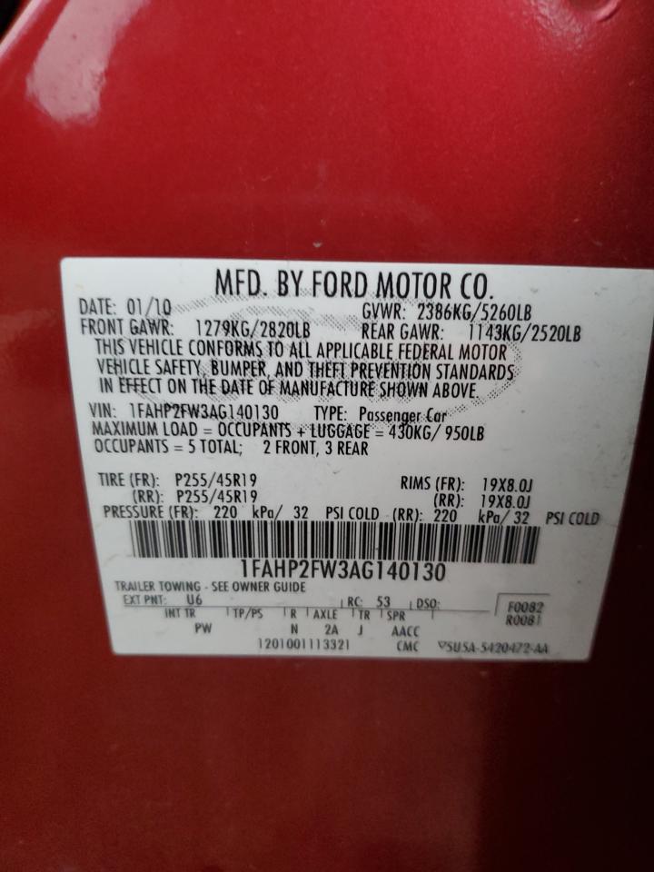 2010 Ford Taurus Limited VIN: 1FAHP2FW3AG140130 Lot: 52554584