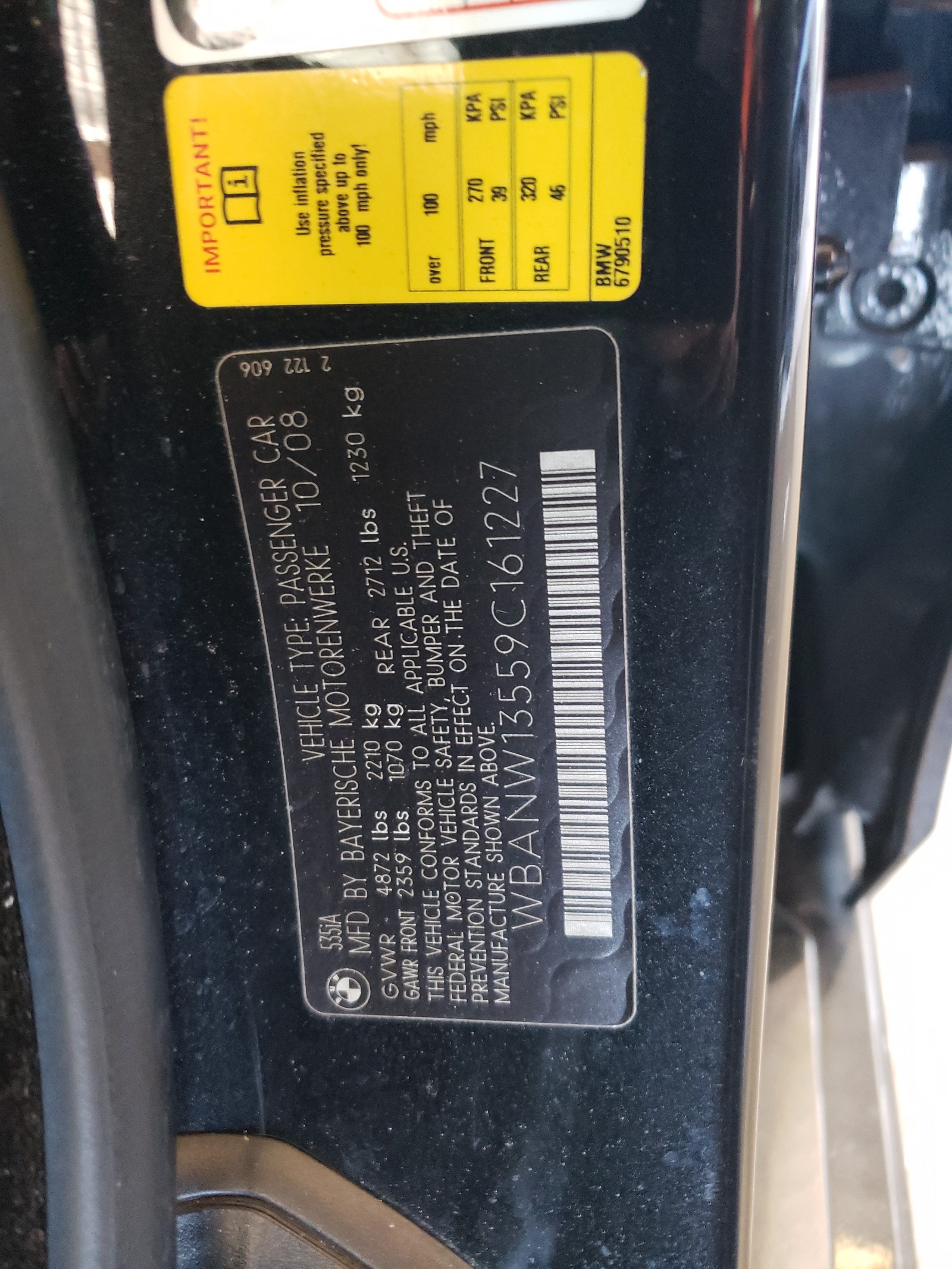 WBANW13559C161227 2009 BMW 535 I