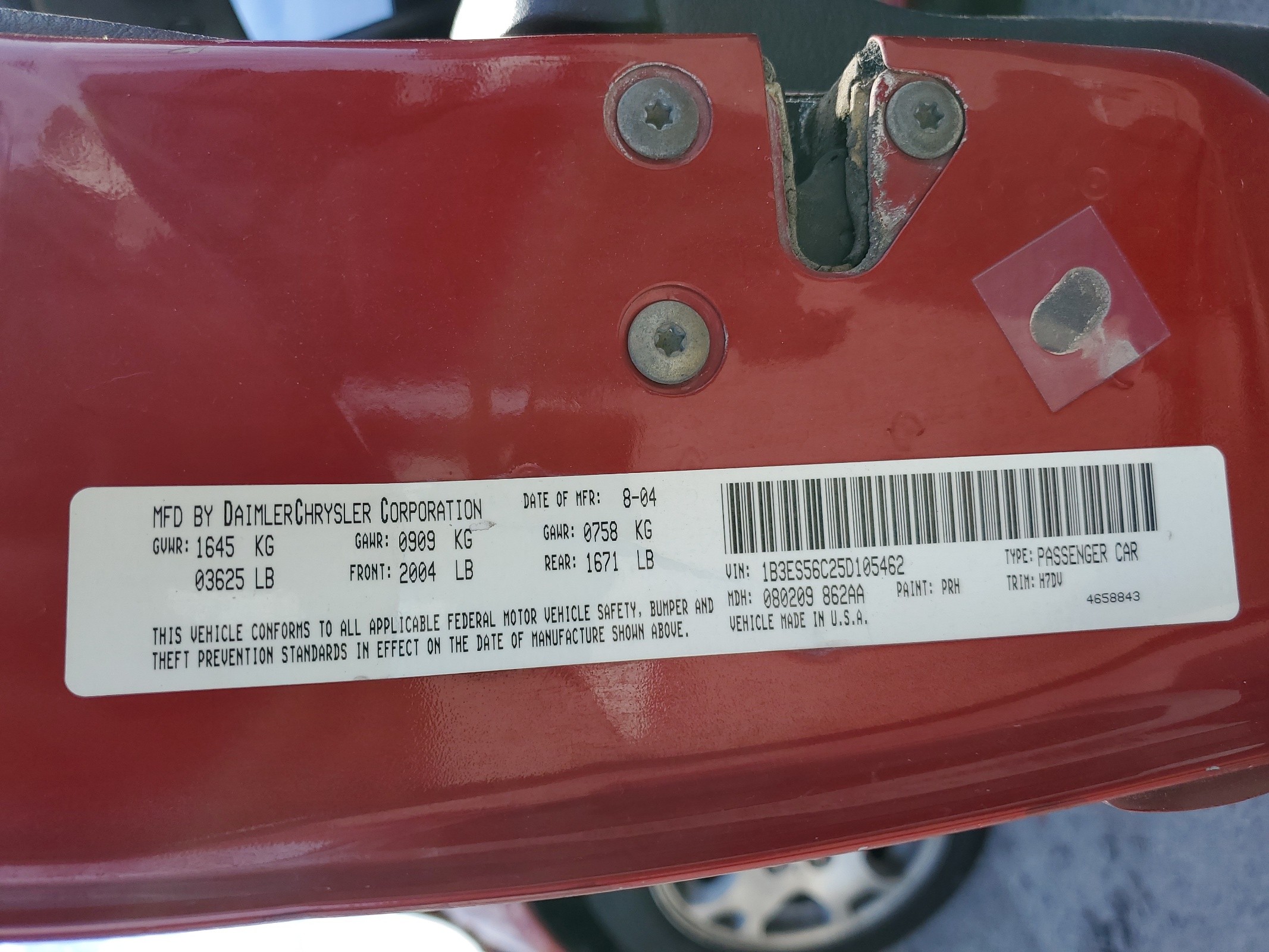 1B3ES56C25D105462 2005 Dodge Neon Sxt