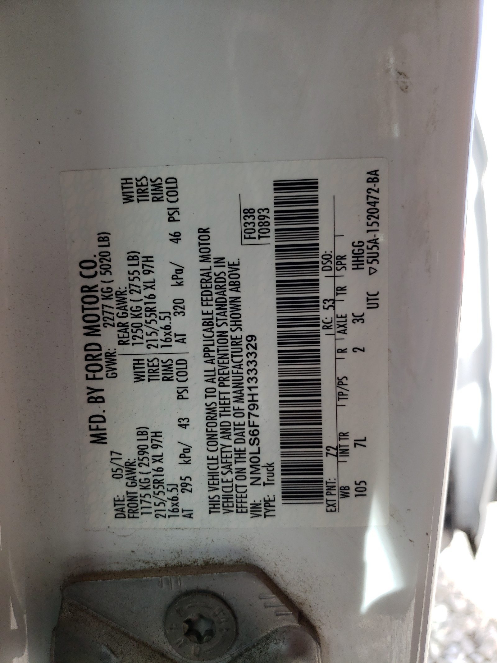 NM0LS6F79H1333329 2017 Ford Transit Connect Xlt