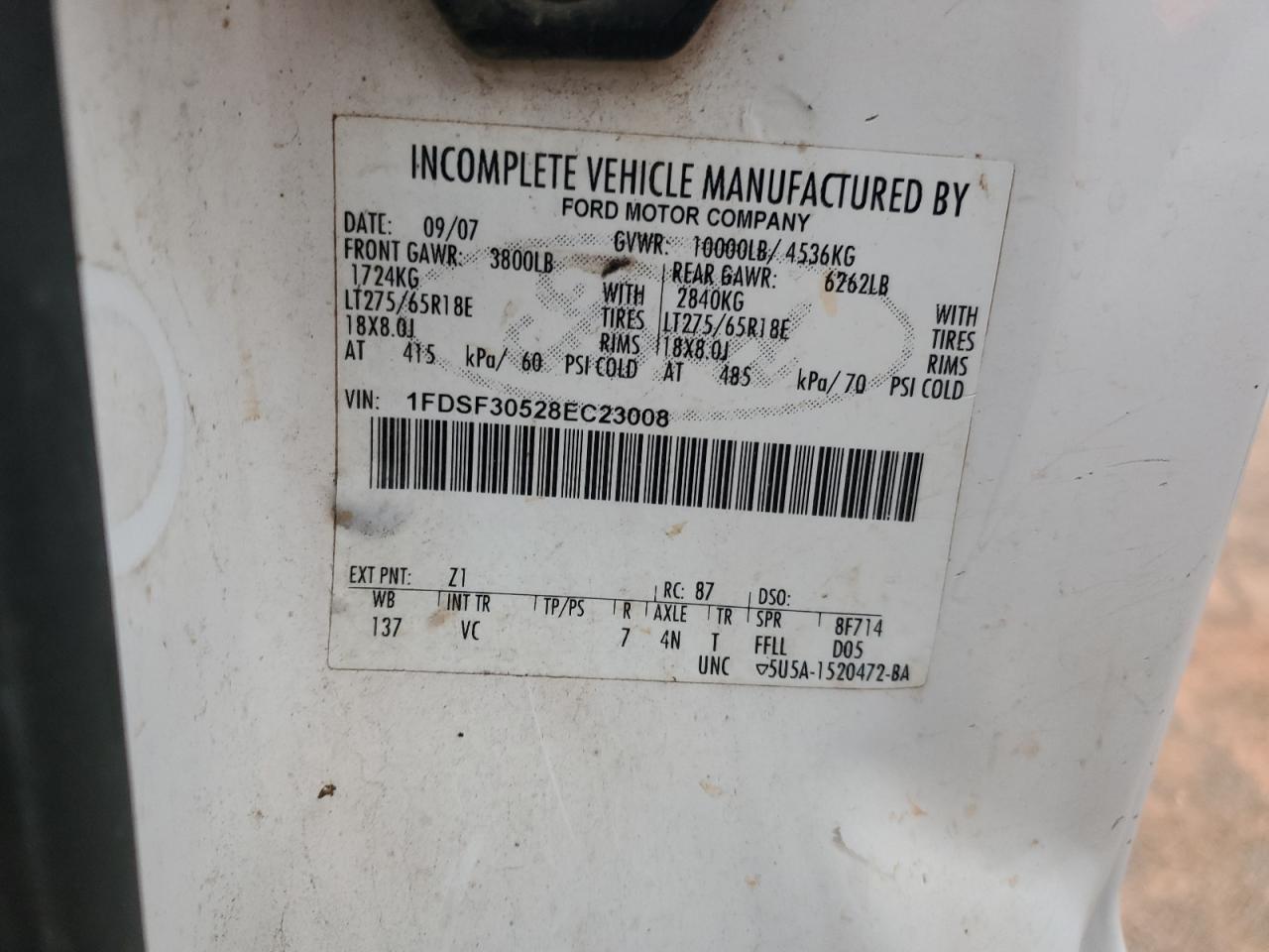 2008 Ford F350 Srw Super Duty VIN: 1FDSF30528EC23008 Lot: 50053894