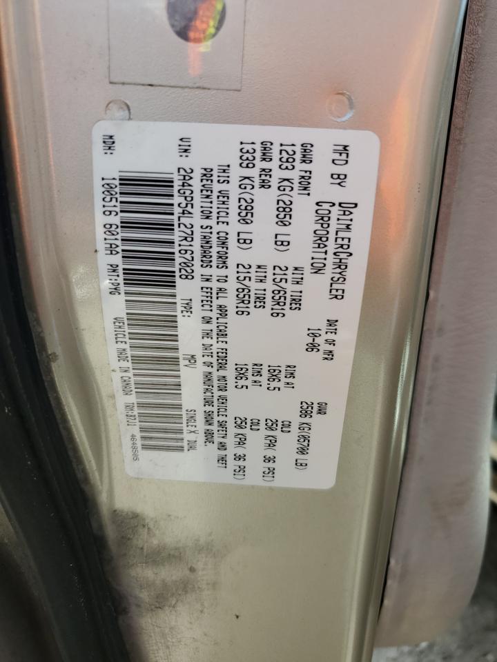 2007 Chrysler Town & Country Touring VIN: 2A4GP54L27R167028 Lot: 51135894