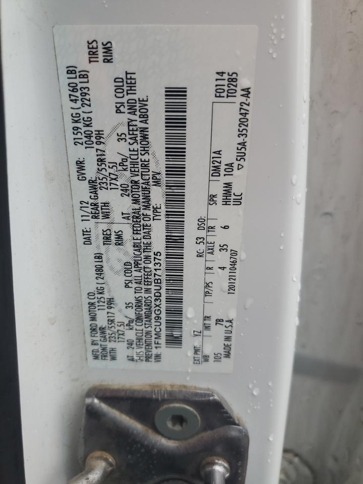 2013 Ford Escape Se VIN: 1FMCU9GX3DUB71375 Lot: 40671894