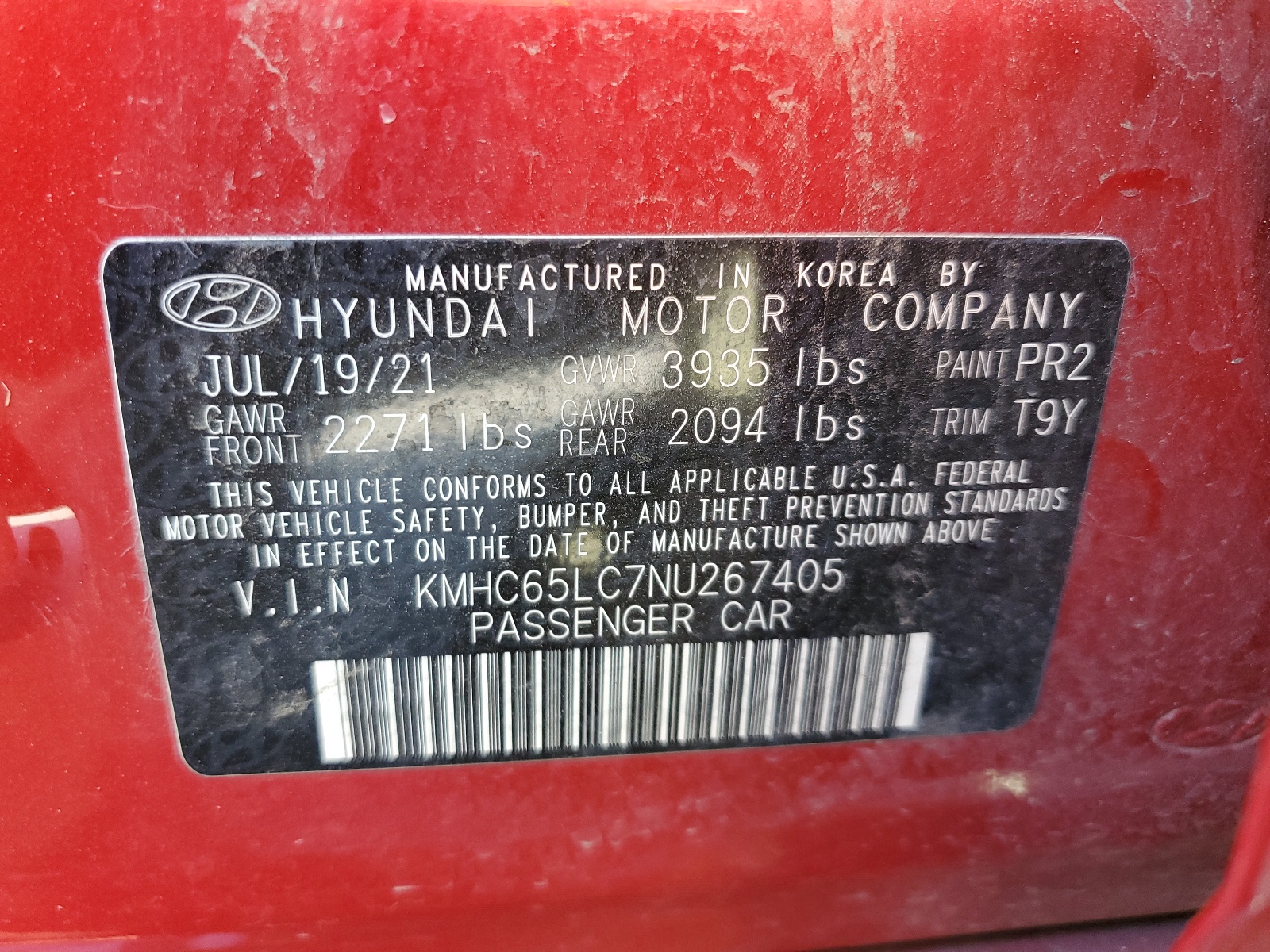 KMHC65LC7NU267405 2022 Hyundai Ioniq Blue