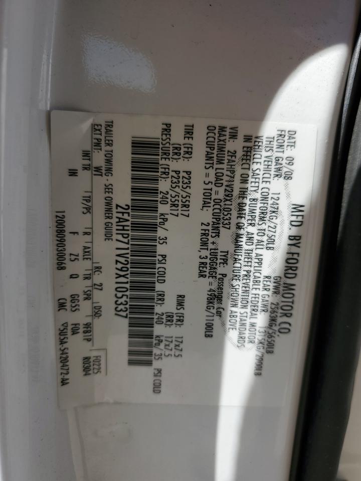 2009 Ford Crown Victoria Police Interceptor VIN: 2FAHP71V29X105337 Lot: 72165934