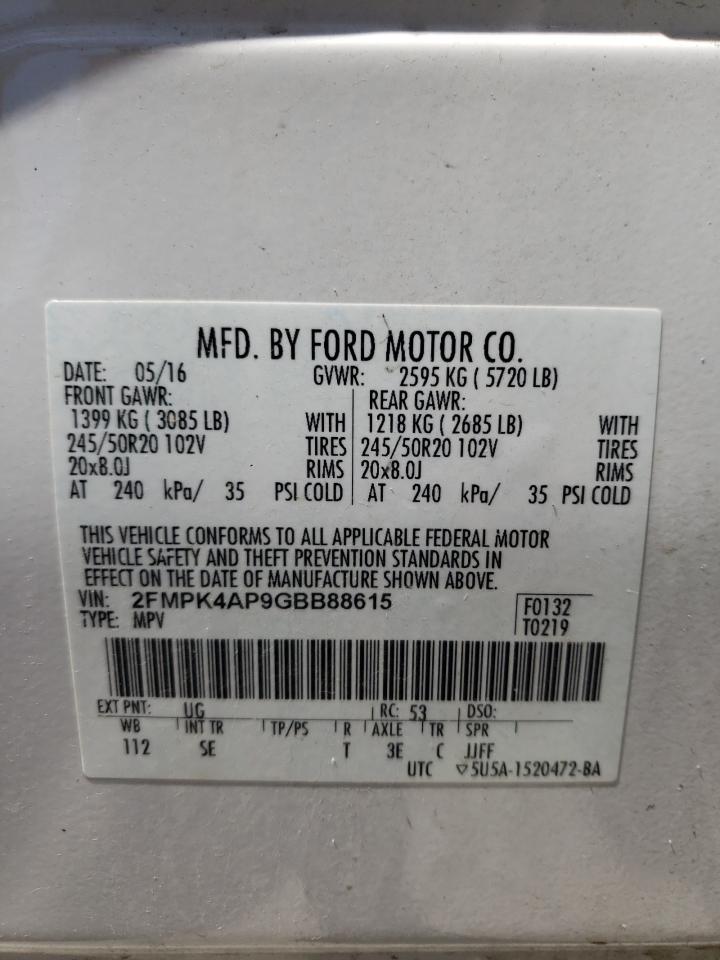 2FMPK4AP9GBB88615 2016 Ford Edge Sport