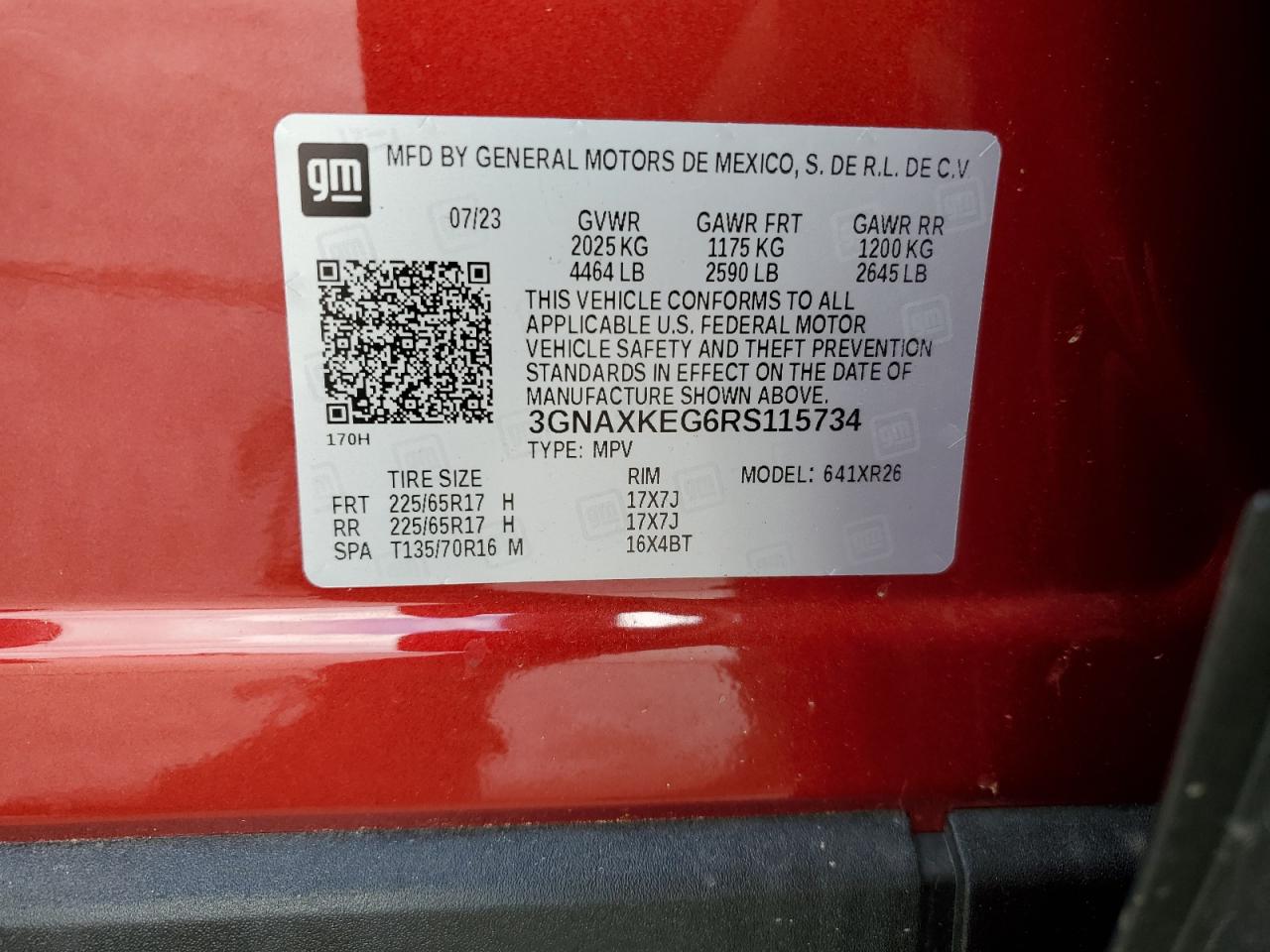 3GNAXKEG6RS115734 2024 Chevrolet Equinox Lt