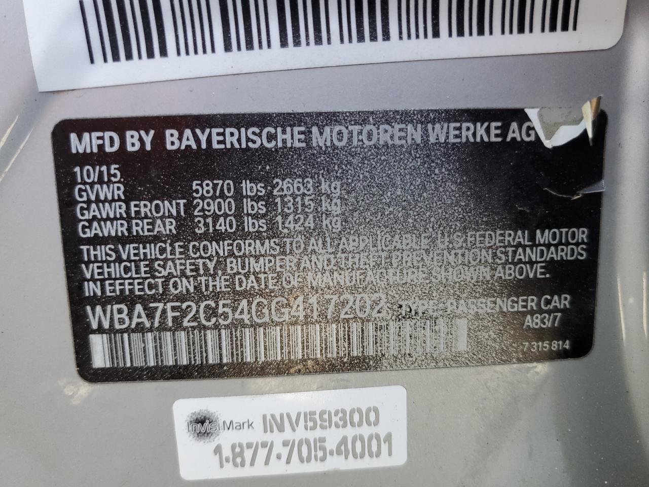 WBA7F2C54GG417202 2016 BMW 750 Xi