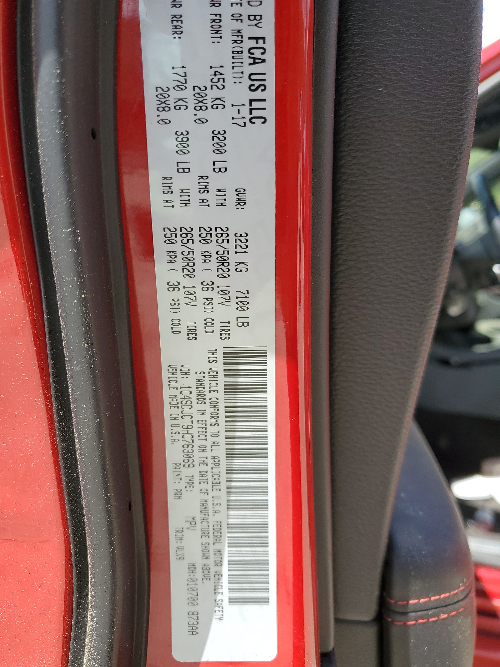 1C4SDJCT9HC763069 2017 Dodge Durango R/T