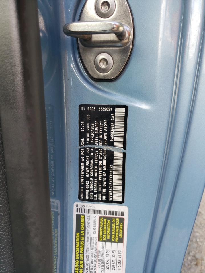 2009 Volkswagen Eos Turbo VIN: WVWBA71FX9V016322 Lot: 52652134