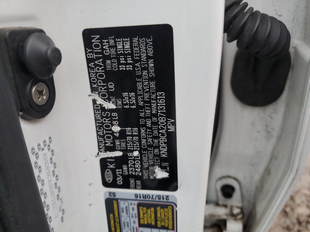 2011 Kia Sportage Lx VIN: KNDPBCA20B7131613 Lot: 50455744