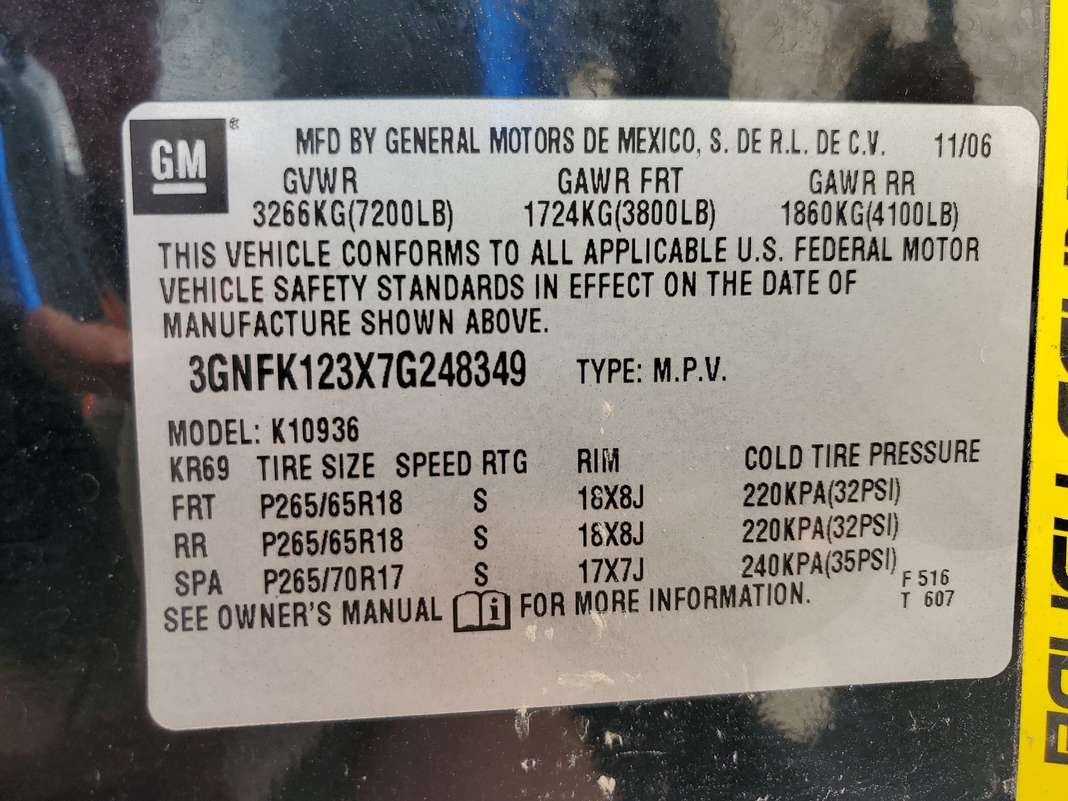 3GNFK123X7G248349 2007 Chevrolet Avalanche K1500