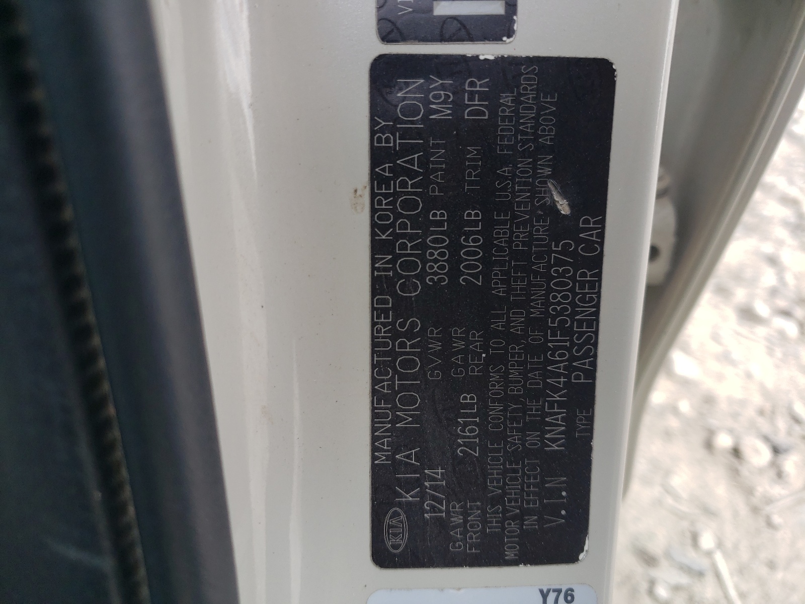 KNAFK4A61F5380375 2015 Kia Forte Lx