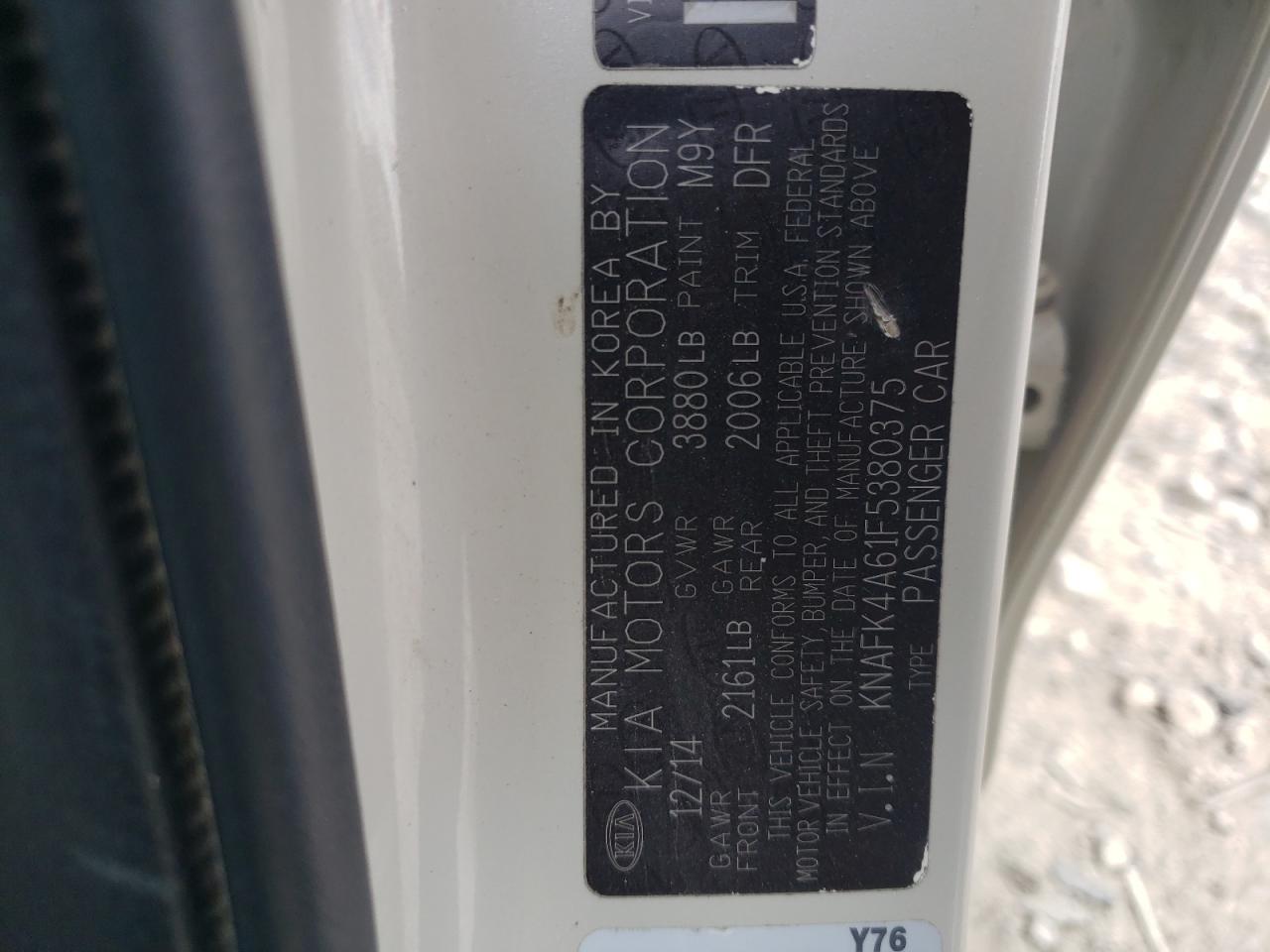 2015 Kia Forte Lx VIN: KNAFK4A61F5380375 Lot: 49236444