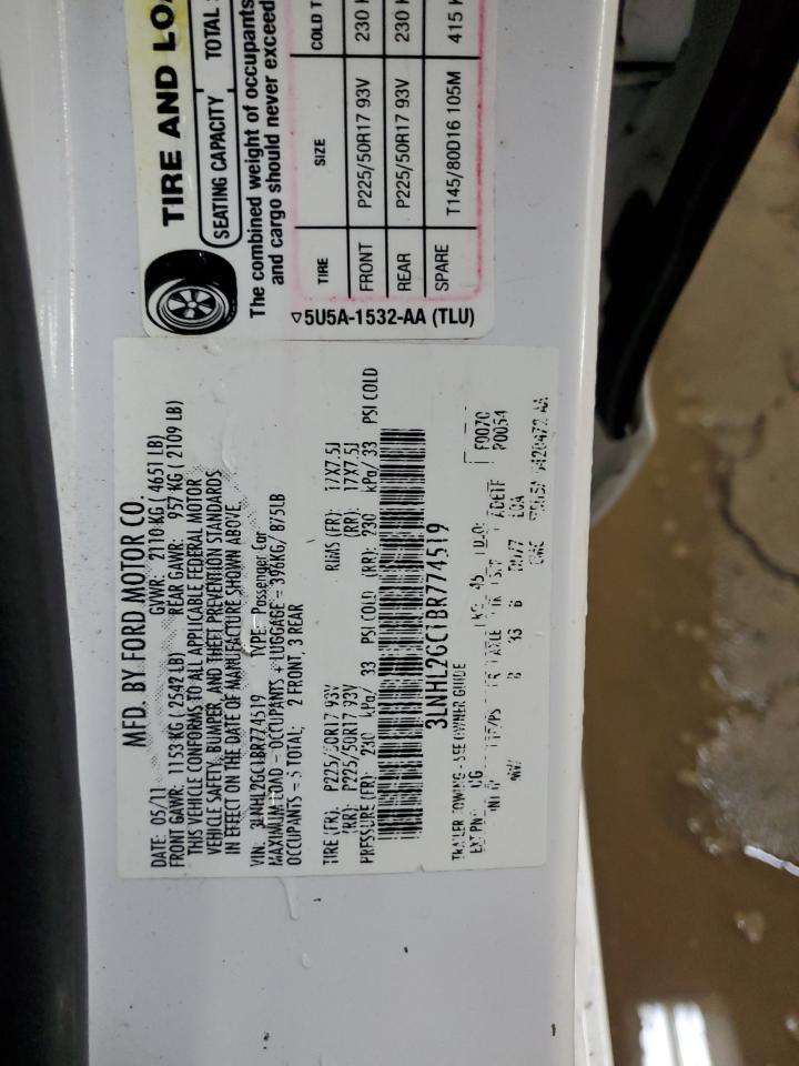 2011 Lincoln Mkz VIN: 3LNHL2GC1BR774519 Lot: 49699544