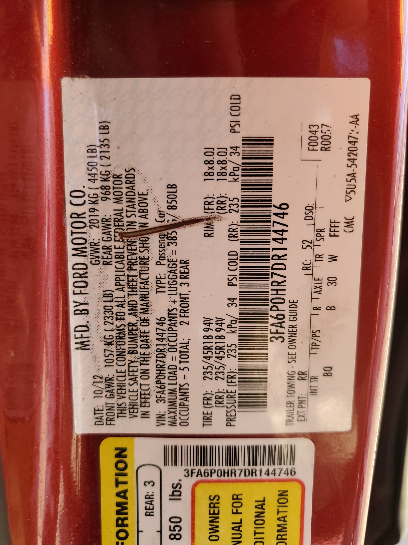 3FA6P0HR7DR144746 2013 Ford Fusion Se