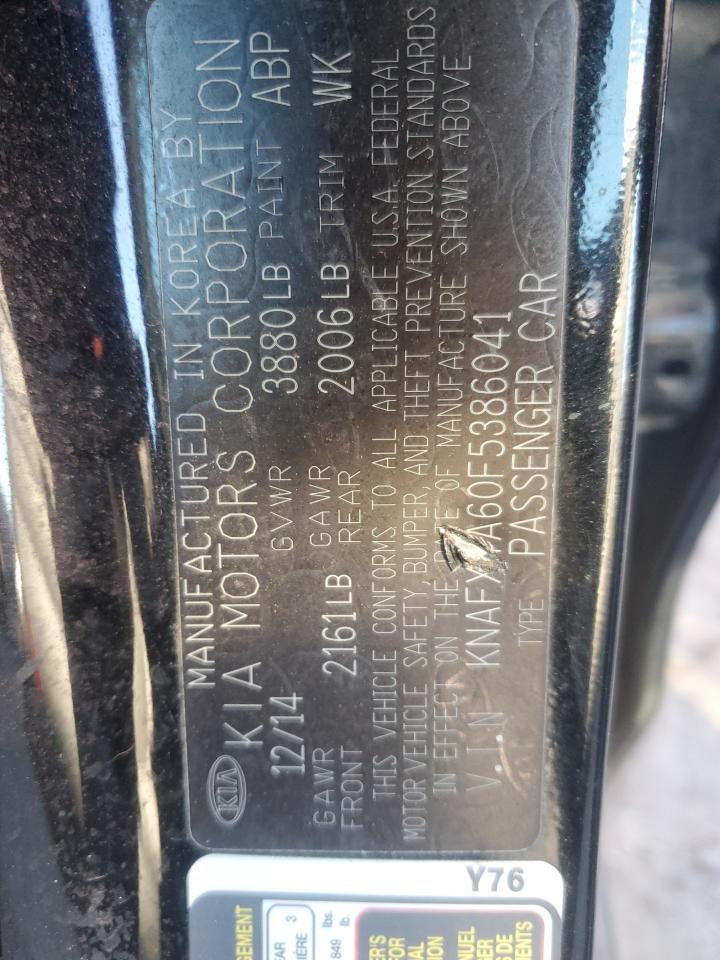 2015 Kia Forte Lx VIN: KNAFX4A60F5386041 Lot: 60313224